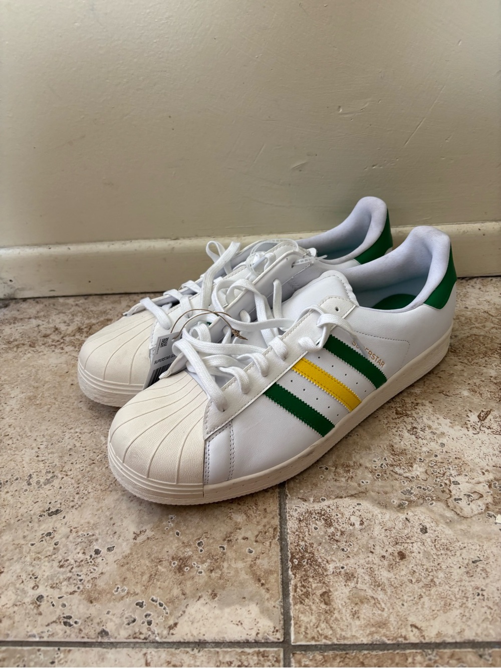 adidas Superstar Spikeless Golf Men's Size 14 White Green Yellow IH8533 NEW